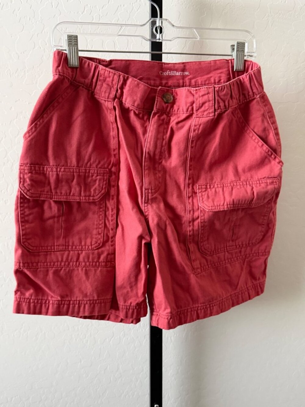 Croft & Barrow Mens washed Red Cargo Shorts Size 32 (A287)